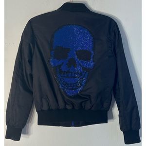 Philipp Plein Crystal Embellished Limited Edition Skull Bomber Jacket - Size XS